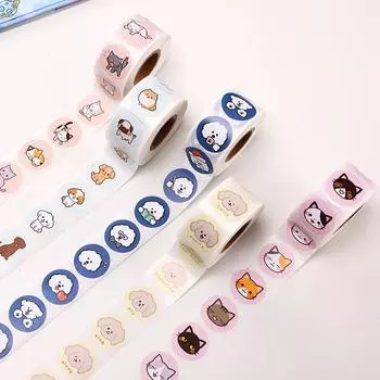 500 шт./рулон, милые мультяшные Рождественские наклейки с черной тенью, бумажные наклейки для малышей, наклейки «Спасибо», упаковочная этикетка для рождественского подарка