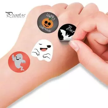 500 шт./рулон, наклейка на Хэллоуин, наклейка со скелетом тыквы, наклейка с рисунком, праздничная сумка для конфет, уплотнительные этикетки для праздничных украшений