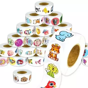 500 шт./рулон Наклейки для награды Мультяшные рулонные наклейки для запечатывания Материалы для ручного счета Декоративные конверты Милые наклейки для запечатывания