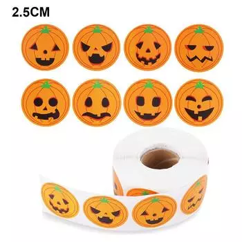 500 шт./рулон Наклейки на пакеты Фестиваль Хэллоуин Упаковка Этикетки Самоклеящиеся бирки для украшения тыквы 2.5cm