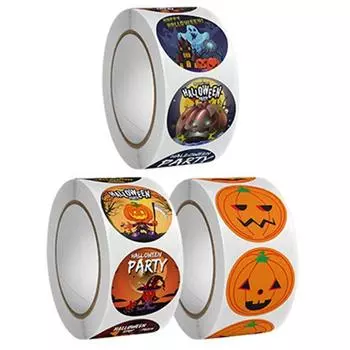 500 шт./рулон Наклейки на тыкву «Призрак Хэллоуин» Незастывающий клей Этикетка на Хэллоуин Креативная герметизация S-2
