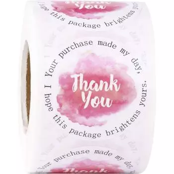 500 шт./рулон Наклейки с благодарностью за бизнес - Наклейки для подарочной упаковки с розовыми чернилами, наклейки для доставки - 1-дюймовые этикетки, наклейки для упаковки 2.5cm / 1inch