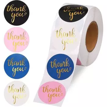 500 шт./рулон Наклейки с благодарностью 1,5 дюйма 4-цветные круглые наклейки рулон для малого бизнеса самоклеящиеся наклейки этикетки для дней рождения свадеб подарков вечеринок C-27-25