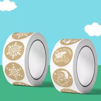500 шт./рулон, наклейки с Рождеством, праздничная снежинка, Санта-Клаус, олень, снеговик, этикетки для выпечки, конверт, печать, наклейка, рождественский декор B