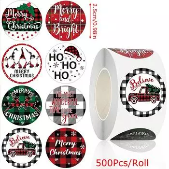 500 шт./рулон Наклейки Счастливого Рождества Наклейки-этикетки для конвертов Вечеринка Самоклеящиеся наклейки Подарочный пакет