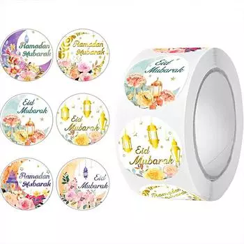 500 шт./рулон самоклеящиеся наклейки для упаковки подарков на Ид Мубарак подарки на Ид аль-Адха красочные круглые этикетки с рисунком цветочной луны своими руками 2.5cm