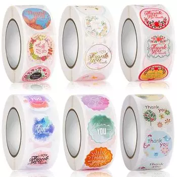500 шт./рулон самоклеящиеся съемные наклейки для скрапбукинга спасибо письмо с принтом в форме цветка наклейки для подарочной упаковки D
