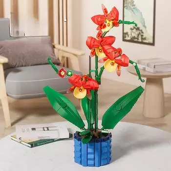 500 шт., серия цветов, букет фаленопсисов для девочек, собранные строительные блоки, игрушка в подарок для детей, без коробки