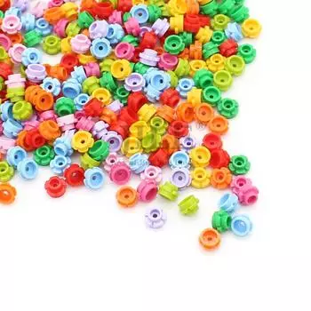 500 шт., строительные блоки для растений, круглая пластина 1x1 с цветочным краем, 5 лепестков, травяной цветочек, совместимый с 24866, конструкторские кирпичи, игрушка