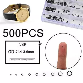 500 шт., водонепроницаемое резиновое уплотнительное кольцо для часов, уплотнительное кольцо с короной, кольцо для головы часов, прокладка, шайба, инструмент для ремонта часов, аксессуар для часовщика 500Pcs