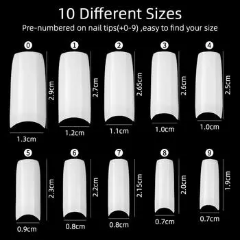 500 штук французского стиля, тонкий, высокий каблук, длинные кончики ногтей, акриловый клей для наращивания искусственных ногтей и наращивания ногтей A01-033