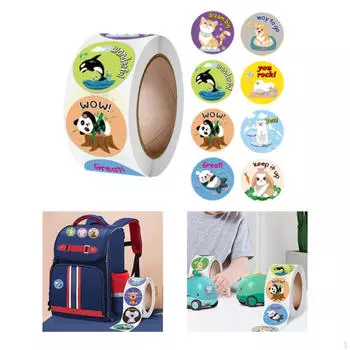 500 штук круглых наклеек с животными, мультяшные украшения для подарка на день рождения A
