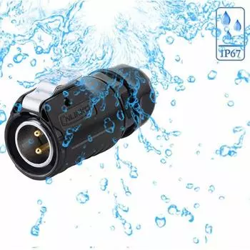 500 В 12 В / 24 В IP67 Круглая вилка, розетка, разъем с крышкой Водонепроницаемый