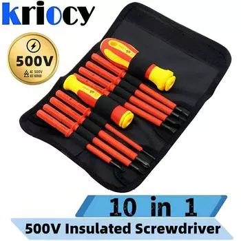 500 В изолированный электрический отвертка высокой твердости набор бытовых магнитных крестообразных шестигранных отверток в форме сливы