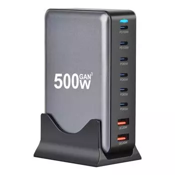 500 Вт GaN зарядное устройство USB C Fast Desktop 8-портовое USB Type C PD зарядное устройство Fast Charge 3.0 USB Type C Fast Charger для iPhone16 15 Samsung AU white