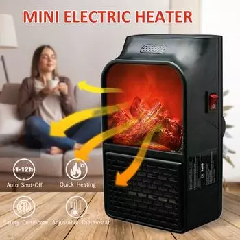500 Вт Мини Электрический Вентилятор Нагреватель Портативный Подключаемый Настенный Керамический Нагреватель Воздушное Отопление Зимний Комнатный Теплый Термостат С Дистанционным Управлением EU Plug чёрный