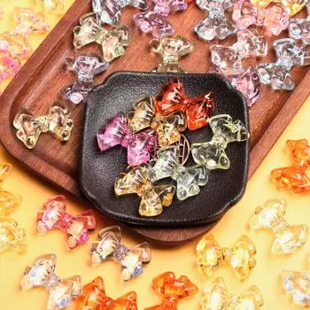 500g about 150Pcs 22.2*28.6mm Acrylic DIY Loose Beads Bracelets Jewelry Making With Hole Bowknots Material 500g about 150Pcs разноцветный