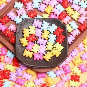 500 г россыпью подарочные детские ювелирные аксессуары 14*12 мм разделительные бусины DIY бусины однотонные милые медвежьи ожерелья браслеты изготовление разноцветный