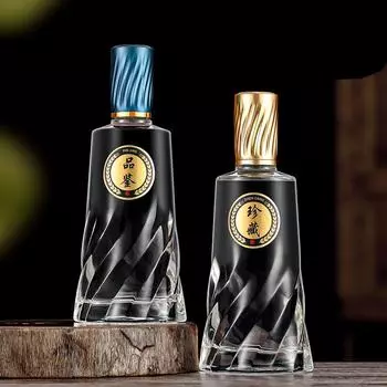 500ML clear lead-free glass whiskey decanter Twisted style Alcohol Bottle barware and Party Decorations 500ML синий