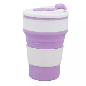 500ml Folding Cup Silicone Portable Heat Resistant Water Drinking Tea Collapsible Cup for Outdoor темно-фиолетового