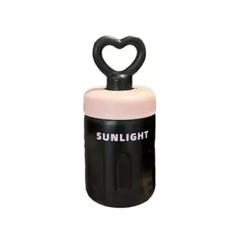 500ml Love Handle Straw Cup Keep Warm Keep Ice Insulated Bottle Cup Portable Coffee Mug Travel чёрный