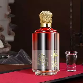 500ML round shaped lead-free glass whiskey decanter Alcohol Bottle for Liquor Scotch Bourbon жёлтый