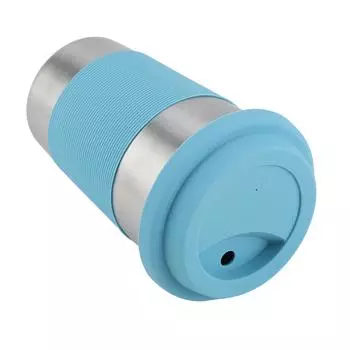 500ml Stainless Steel Cup Drinking with Silicone Cover & Lid Heat Insulation Bottle (Blue)