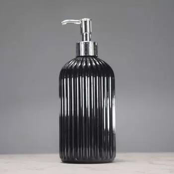 500Ml Striped Black/White Soap Dispenser Bathroom Shower Wash Shampoo Bottle Refillable Kitchen Dish And Hands Soap Container чёрный
