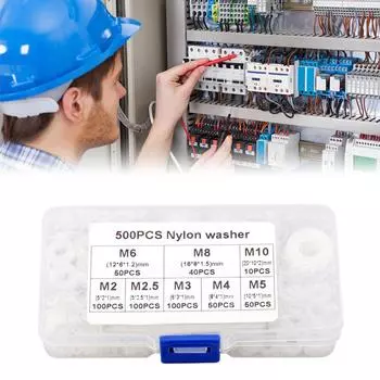 500pcs Nylon Insulating Flat Washers Spacers Flat Washer Round Gasket Spacer Fastener Sealing Washers Hardware Parts