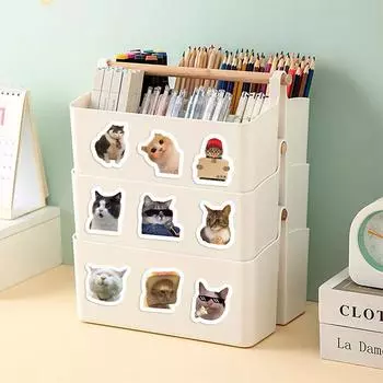 500pcs/roll Fun Cat Expression Graffiti Cartoon Stickers Diy Mobile Phone Laptop Suitcase Waterproof Stickers Hand Account Decor