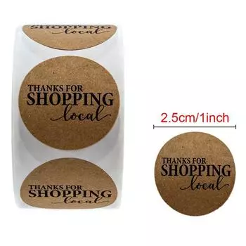 500pcs/ Roll Round Sticker Thank You for Shopping Vintage Kraft Paper Store Packaging Decorative Shopping Bag Sealing Stickers
