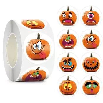 500Pcs Smile Pumpkin Sealing Candy DIY Sticker Halloween Gift Party Decoration For Halloween Party 2.5cm