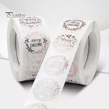 500шт рождественские наклейки круглые розовые золотые наклейки с Рождеством 2.5cm