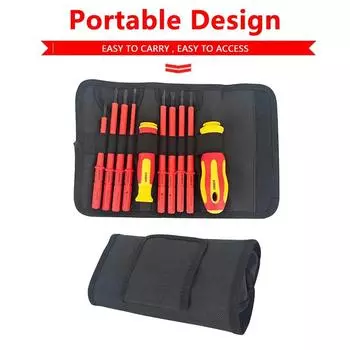 500V Insulated Screwdriver Set 10pcs Changeable Insulated Screwdrivers Set with Magnetic Slotted Phillips Pozidriv Torx Bits