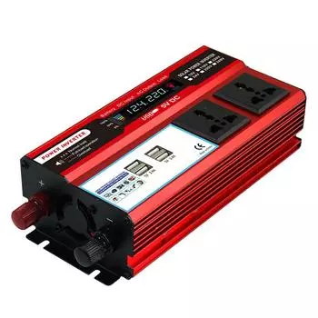 500W Car Power Inverter with 4 USB Ports - Red Photovoltaic Multi-Socket Converter 12V to 220V