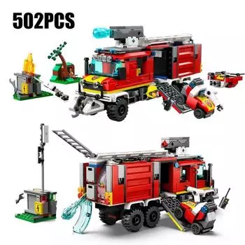 502 шт. пожарная машина строительные блоки 3 фигурки спасательная машина строительные кирпичи игрушки дети подарок No Box
