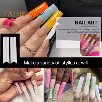 504 шт., белые/прозрачные искусственные типсы для ногтей, длинные плоские конические квадратные типсы для ногтей, полупокрытие, прямые накладные французские типсы, наращивание ногтей для белый