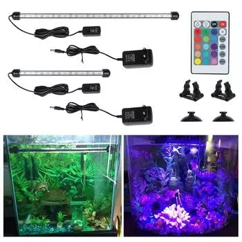 5050 RGB LED Aquarium Submersible Lamp 28cm 48cm Decorative Lighting Waterproof EU Plug Fish Tank Light Bar Remote Control 48cm