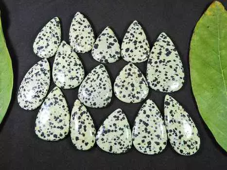 506Cts. AAA натуральный далматинский грушевидный кабошон драгоценный камень россыпью 14 шт. лот 35-48 мм RQ-1473