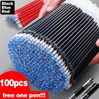 50 0,5 мм стираемый стержень для волшебной ручки с ручкой синих и черных чернил гелевая ручка канцелярские принадлежности 50 Pcs чёрный