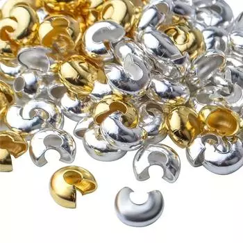 50/100/200 шт. 5 мм металлические обжимные бусины крышки открытые круглые обжимные бусины узел крышки ювелирные обжимные крышки для самостоятельного изготовления ювелирных изделий, золото и серебро 50pcs