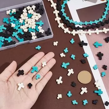 50/100/200 шт. бирюзовых бусин-крестов, декоративные бусины из камня-креста, браслеты с подвесками-крестами, серьги, бусины-разделители для самостоятельного изготовления украшений, случайные цвета Assorted varieties 50pcs