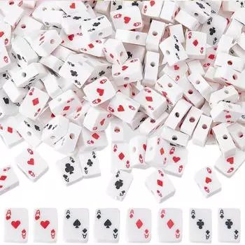 50/100/200 шт. Бусины из полимерной глины, покерные бусины, плоские прямоугольные бусины с интервалами, принадлежности для изготовления ювелирных изделий, ожерелья, браслетов, поделки 50pcs