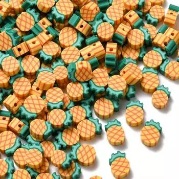 50/100/200 шт. Бусины из полимерной глины в виде ананаса, летние желтые фруктовые бусины, ручная работа, тропические фруктовые бусины в виде ананаса для изготовления ювелирных изделий, браслетов оптом 50pcs