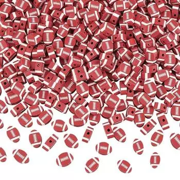 50/100/200 шт. футбольные бусины резиновые полимерные глиняные бусины, футбольные софтбольные бусины шарм регби разделительные бусины DIY спортивные бусины ожерелье браслет 50pcs