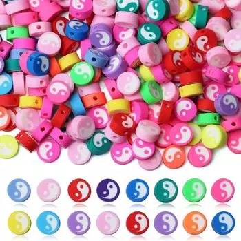 50/100/200 шт. глиняные бусины красочные Инь-Ян полимерная глина разделительные бусины для женщин изготовление ювелирных изделий своими руками браслет ожерелье 50pcs