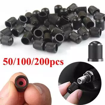 50/100/200 шт. колпачки для клапанов автомобильных шин с уплотнительным резиновым кольцом, универсальные колпачки для клапанов стержня шин, черные, красные пылезащитные чехлы для автомобиля, велосипеда, мотоцикла, велосипеда 50pcs