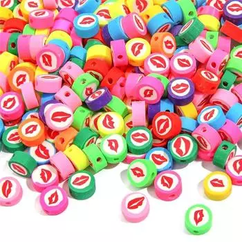 50/100/200 штук 10 мм глиняные разделительные бусины овальные бусины в форме губ полимерная глина бусины браслеты своими руками браслеты набор для изготовления украшений аксессуары 50pcs