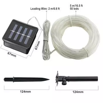 50/100 LEDs Solar Powered Rope Tube String Lights Outdoor Waterproof Fairy Lights Garden Garland For Christmas Yard Decoration 7M 50leds синий