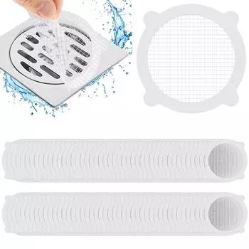 50/100 Pcs Glass Fiber Hair Drainage Stickers for Bathroom Toilet Self Adhesive Floor Drain Stickers Easy to Use Drain Hair